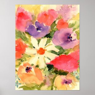 Poster copie d'aquarelle de fleur