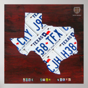 Poster Copie de carte de plaque minéralogique du Texas
