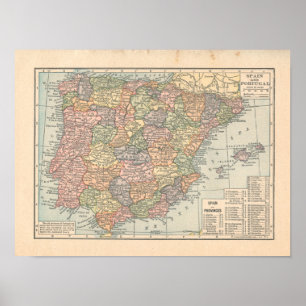 Poster Copie de carte du cru 1923 de l'Espagne et du