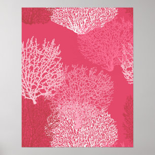 Poster Copie de corail de fan, nuances du rose de corail