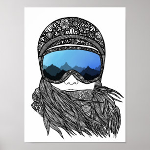 Poster Copie de fille de skieur