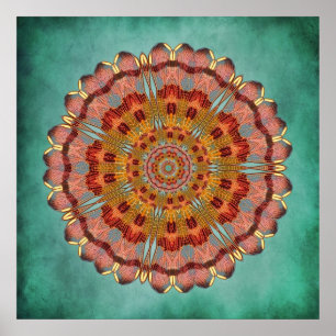 Poster Copie de mandala de kaléidoscope d'aile de