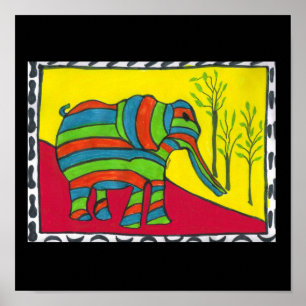 Poster Copie de toile de balade d'éléphant