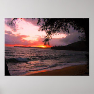 Poster Copie de toile de coucher du soleil de Kauai
