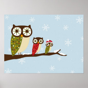 Poster copie de toile de hiboux d'hiver