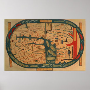 Poster Copie d'un Beatus mappamundi du 8ème siècle