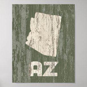 Poster Copie en bois rustique d'art d'état d'affiche de