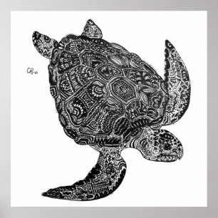 Poster Copie faite sur commande d'art de tortue