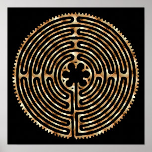 Poster Copie foncée de chemins de perle de labyrinthe de