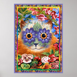 Poster Copie géniale vintage d'affiche de chat de fleur