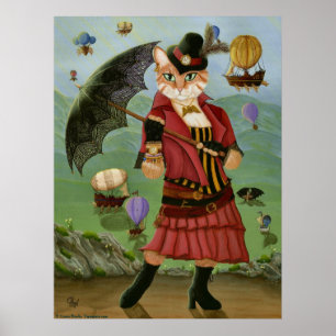 Poster Copie gothique d'art de portrait victorien de chat