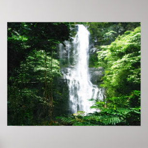 Poster Copie hawaïenne de peinture de Cascade-huile