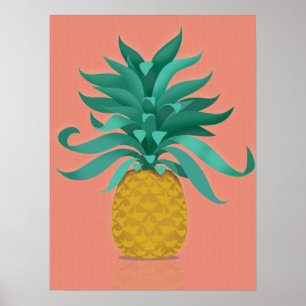 Poster copie juteuse rose d'art de mur d'ananas