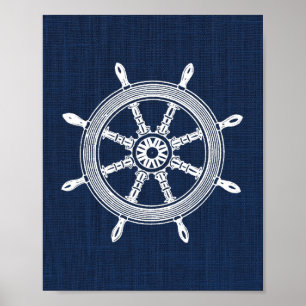 Poster Copie nautique de roue de bateau