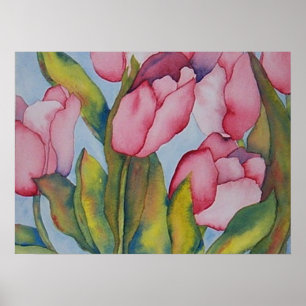 Poster Copie rose de tulipes