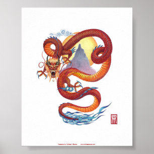 Poster Copie rouge chinoise de dragon