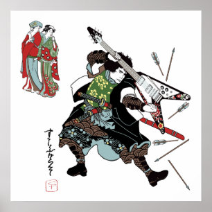 Poster Copie samouraï de guitare de roche