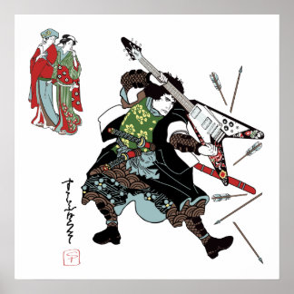 Poster Copie samouraï de guitare de roche