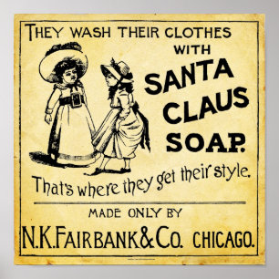 Poster Copie vintage d'annonce de savon du père noël