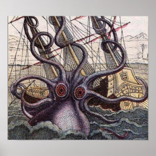 Poster Copie vintage de monstre de mer