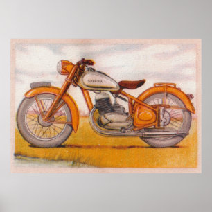 Poster Copie vintage de moto de Socovel d'or