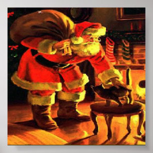 Poster Copie vintage de Noël du père noël