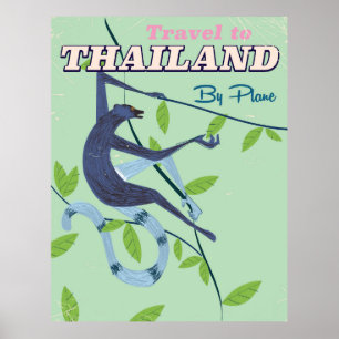 Poster Copie vintage de voyage de singe de la Thaïlande