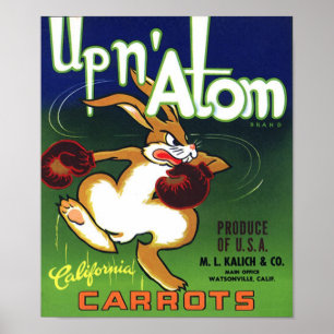 Poster Copie vintage d'étiquette de caisse de carotte