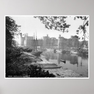 Poster Copie vintage du Pays de Galles, château médiéval