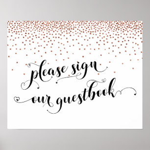 Poster Copper Confetti S'Il Vous Plaît Signer Notre Livre