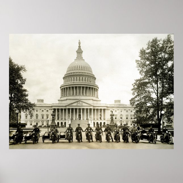 Poster Cops de moto des années 1920 vintage dans DC (Devant)