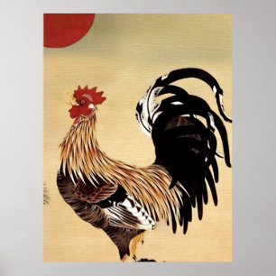 Poster Coq chantant par Ito Jakuchu