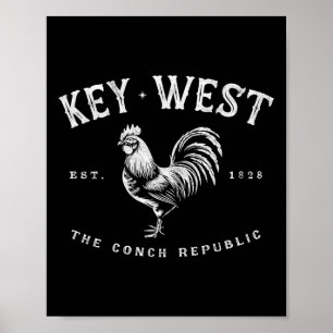 Poster Coq de Key West drôle Poulet Lever de soleil Pêche