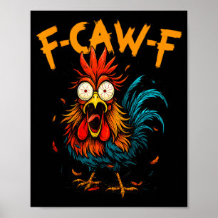 Poster Coq drôle de poulet café Fcawf oiseau drôle