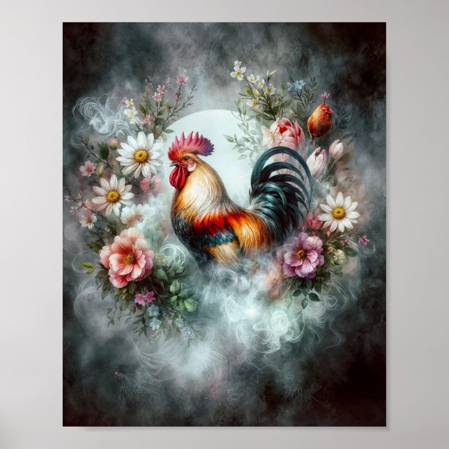 Poster Coq en Smokey Wreath Digital (Devant)