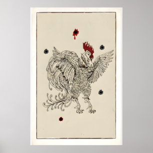Poster Coq, musique rock inspirée design original