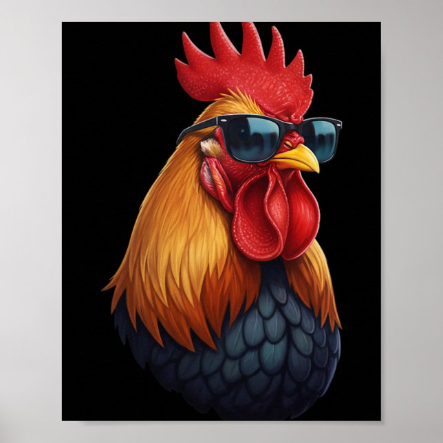 Poster Coq Patron Du Poulailler Avec Lunettes De Soleil  (Devant)