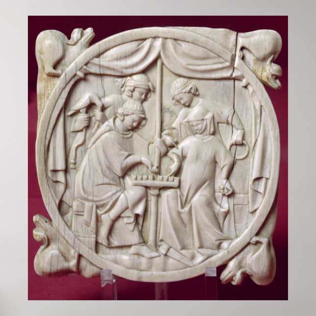 Poster Coque miroir représentant un jeu d'échecs, c.1300 (Devant)