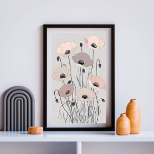 Poster Coquelicots pastel de prairie XXII – Illustration