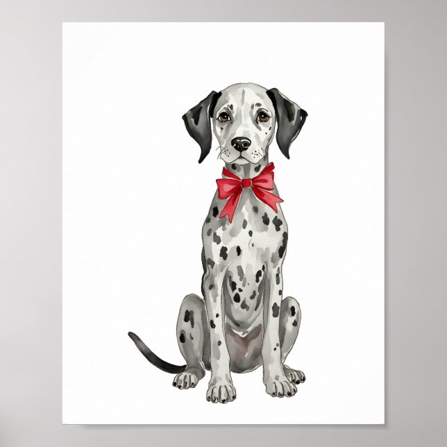 Poster Coquette Aquarelle de chiot dalmate (Devant)