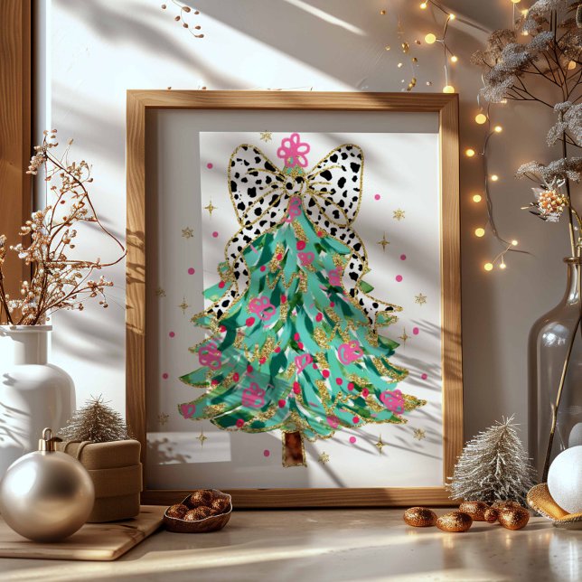 Poster Coquette Arbre de Noël Preppy Holiday Bow (Créateur téléchargé)