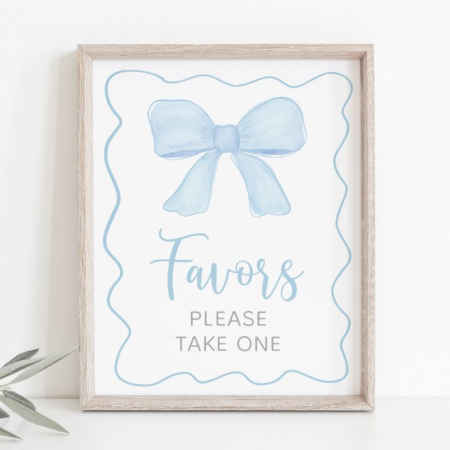 Poster Coquette Baby shower Bleu Bow Favoriser Signal (Créateur téléchargé)