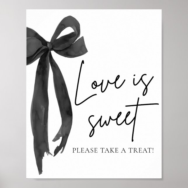 Poster Coquette Black Bow Love is Sweet Treat Favoriser S (Devant)
