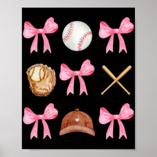 Poster Coquette Bow Baseball Mama Baseball Maman Mères Da