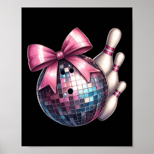 Poster Coquette Bow Bowling Ll Pins À damiers Disco Bowl
