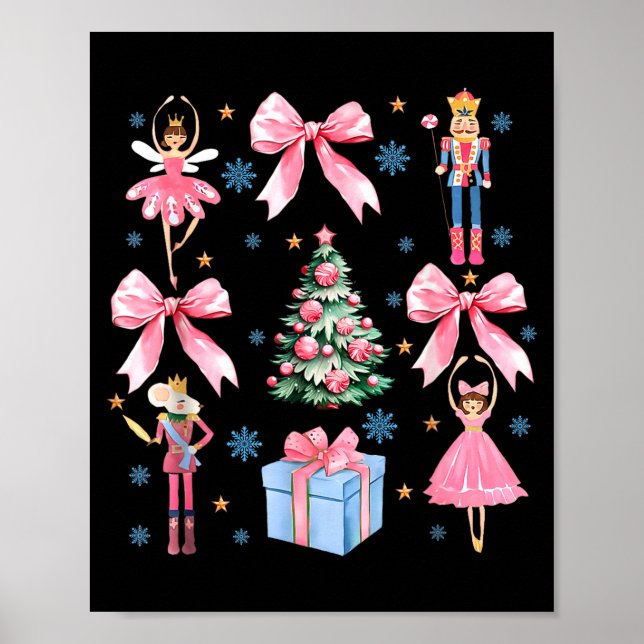 Poster Coquette Bow Christmas Nutcracker Ballet Festive W (Devant)