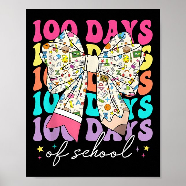 Poster Coquette Bow Crayon 100 Jours De Thé Étudiant (Devant)
