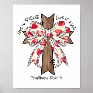 Poster Coquette Bow Cross Valentines Jour Jésus Bible Ver
