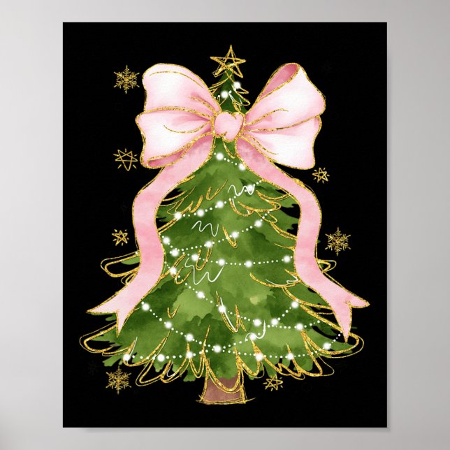 Poster Coquette Bow Noël Arbre Noël Noël Noël Fille de va (Devant)
