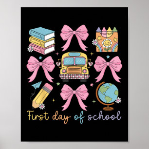 Poster Coquette Bow Retour À L'École Enseignants Enfants 